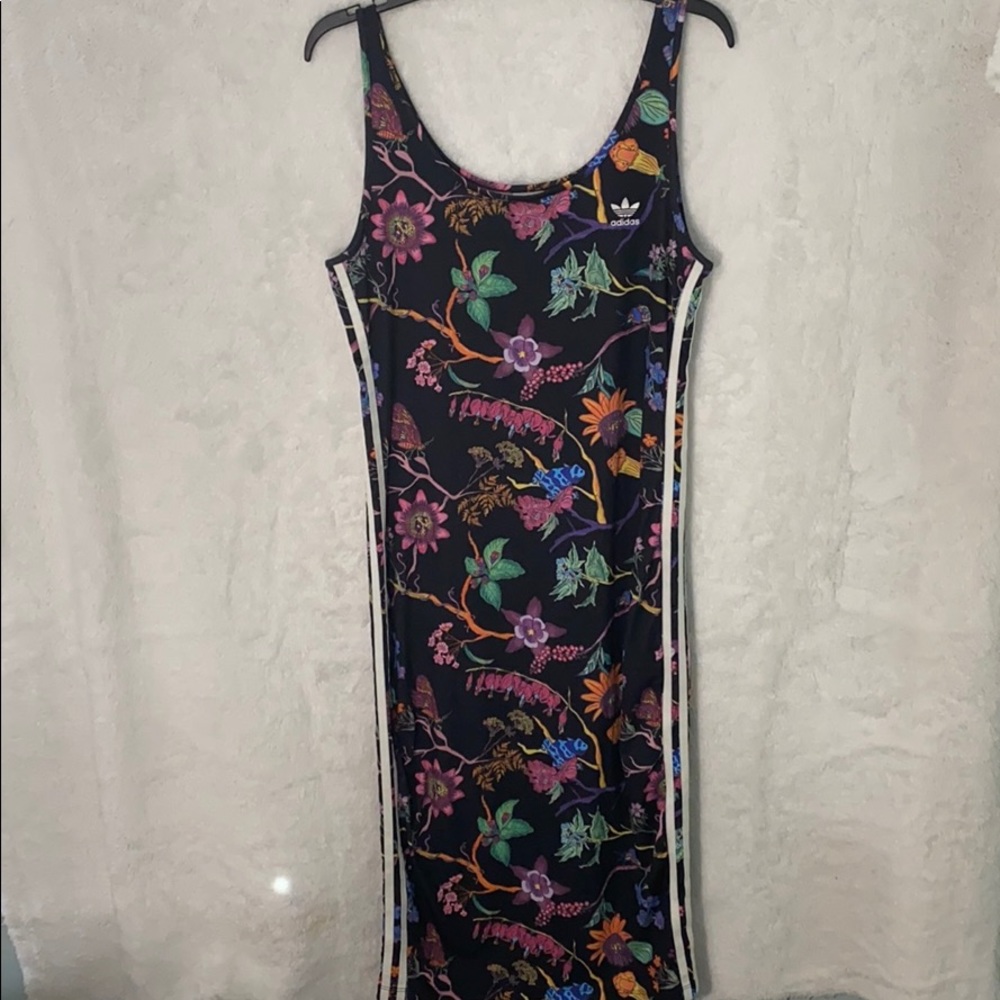 Adidas long floral tank dress